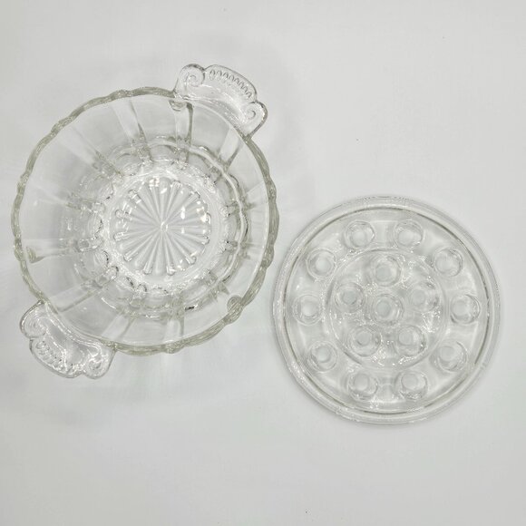 Anchor Hocking Old Cafe Flower Bowl and Frog 1930's Anchor Hocking Posey Bowl - Picture 7 of 9